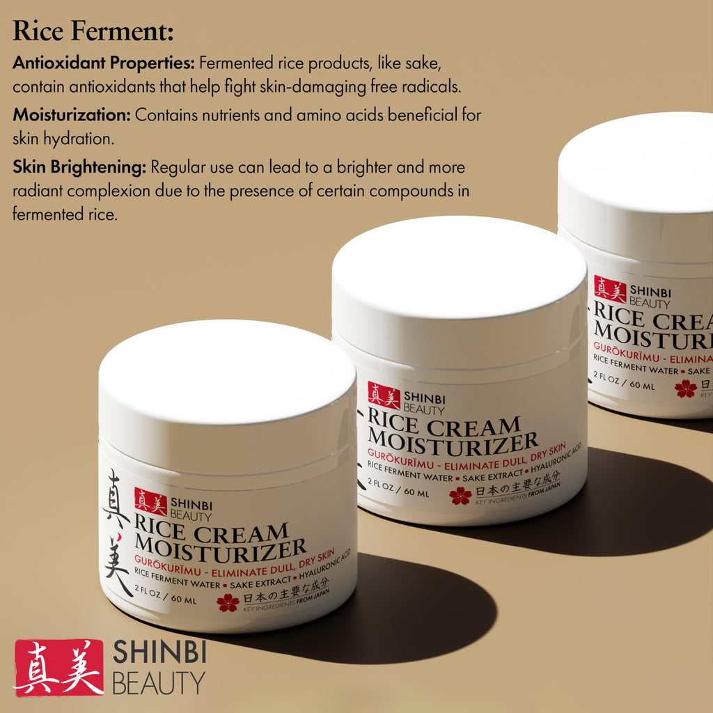 Shinbi Beauty Rice Cream Moisturizer – Rice Ferment & Sake Extract for Japanese Skincare