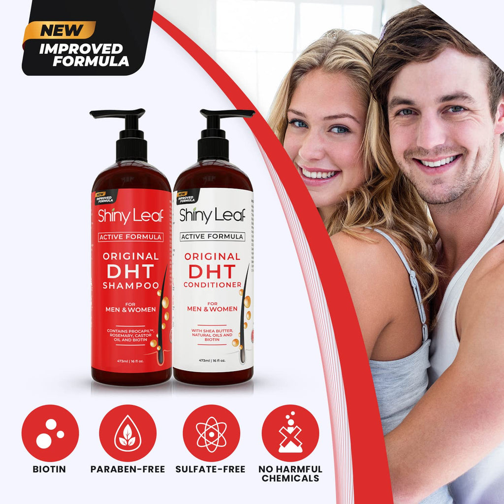 Shiny Leaf Anti-Hair Loss Shampoo with Biotin | Sulfate-Free DHT Blocking Formula for Men & Women – 16 oz