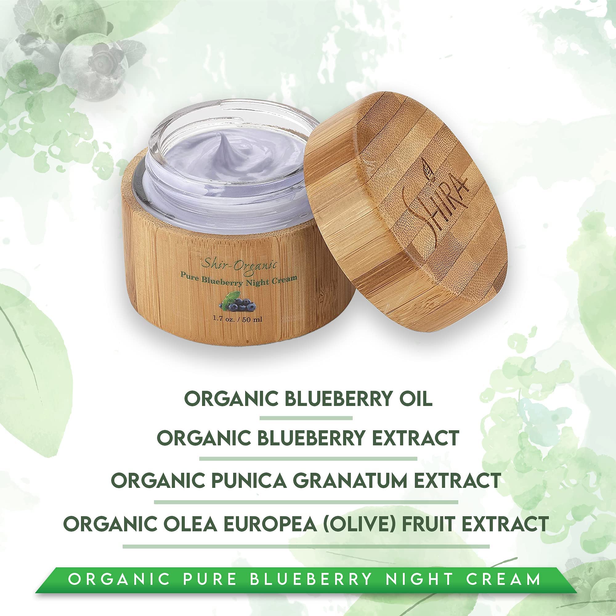 Shira Shir Organic Blueberry Night Cream – Nourished, Radiant Skin, Anti-Aging Moisturizer (50ml)