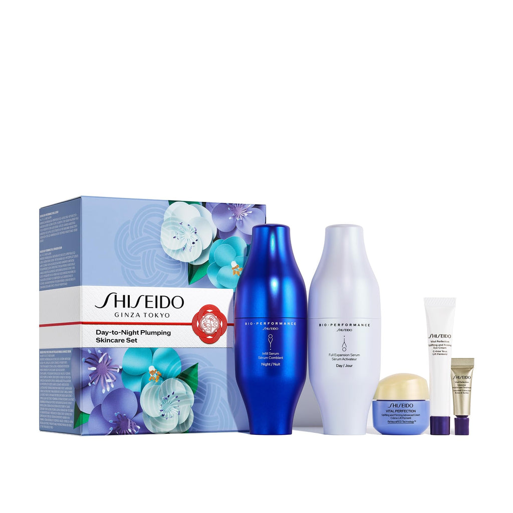 Shiseido Day-to-Night Plumping Skincare Set – Bio-Performance Serums, Vital Perfection Cream & Eye Treatment | $375 Value