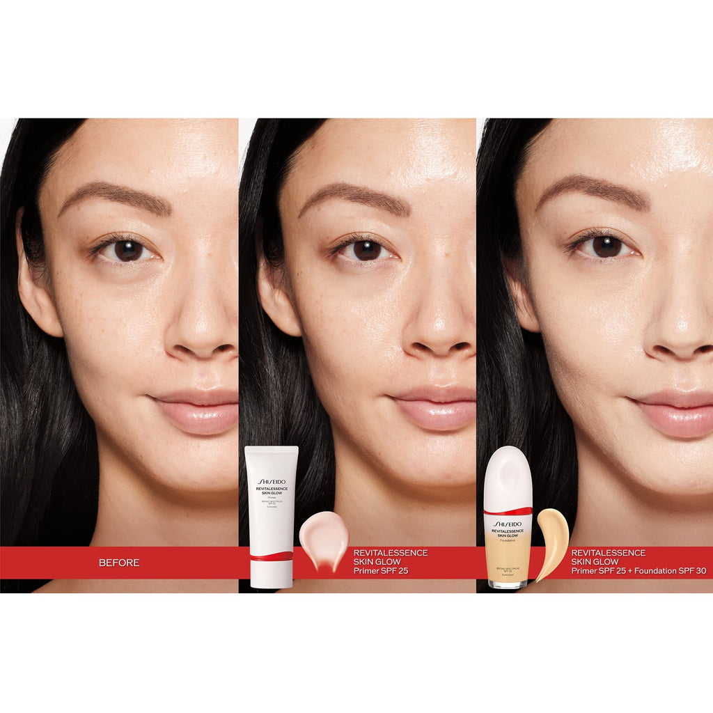 Shiseido RevitalEssence Skin Glow Primer SPF 25 – Instant Glow, 24-Hour Hydration