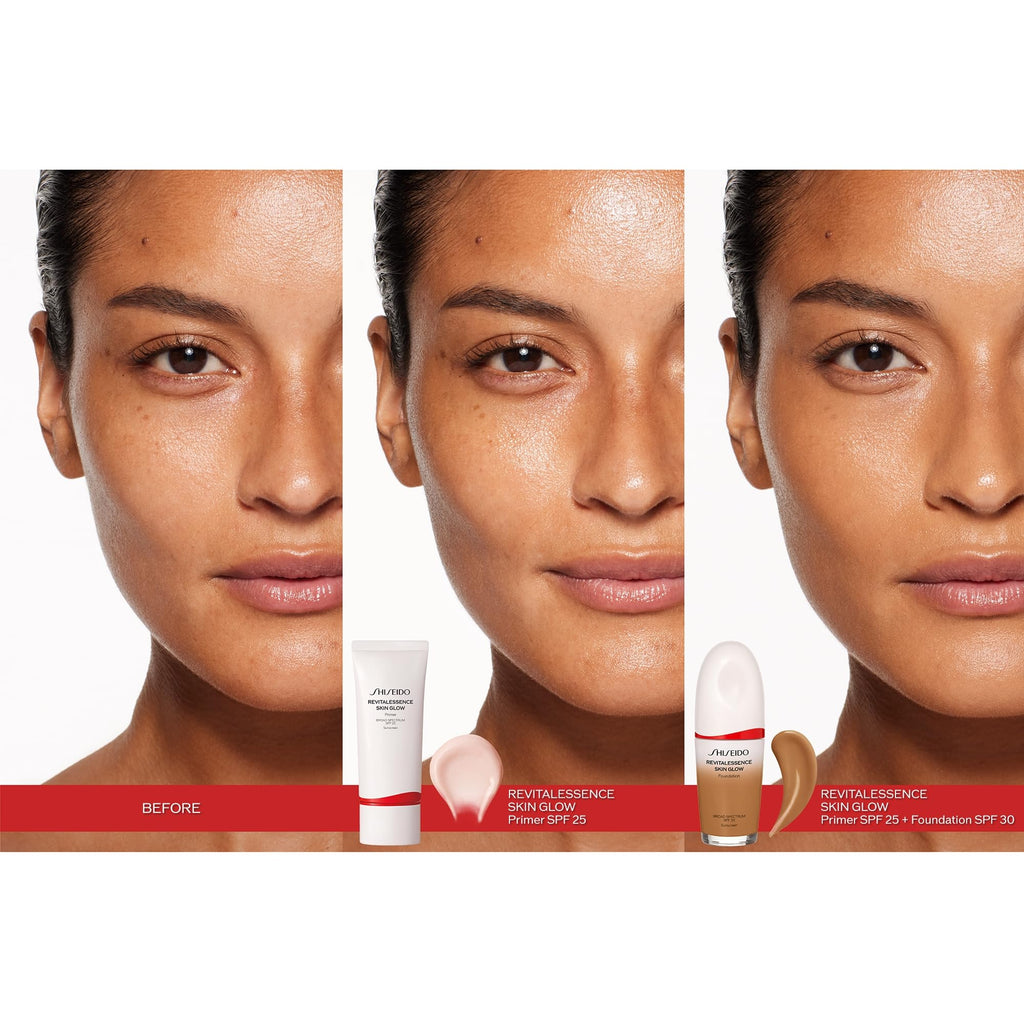 Shiseido RevitalEssence Skin Glow Primer SPF 25 – Instant Glow, 24-Hour Hydration