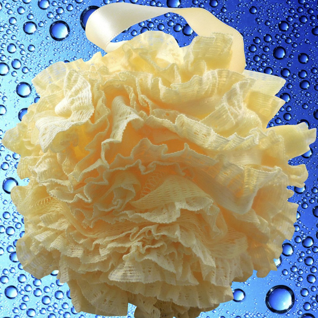 Shower Bouquet Lace-Mesh Loofah Set – 4-Pack 60g Poufs, Dual-Scrub Exfoliators