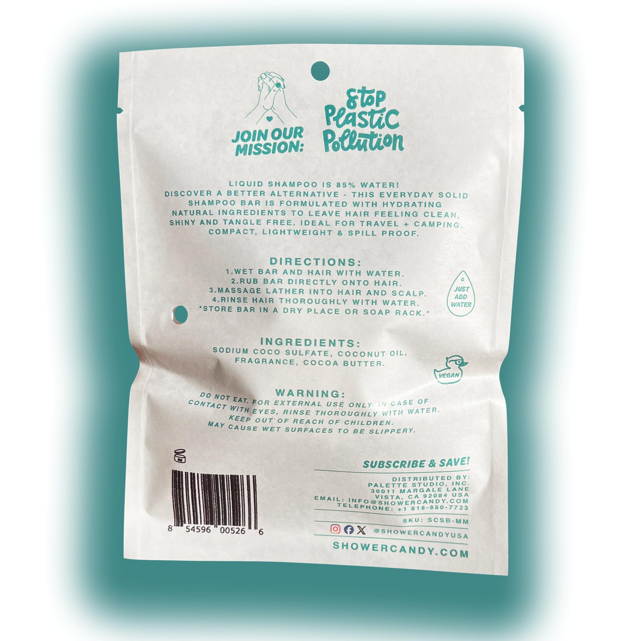 Shower Candy Moroccan Mint Shampoo Bar — Paraben, Phthalate & SLS Free, Made in USA