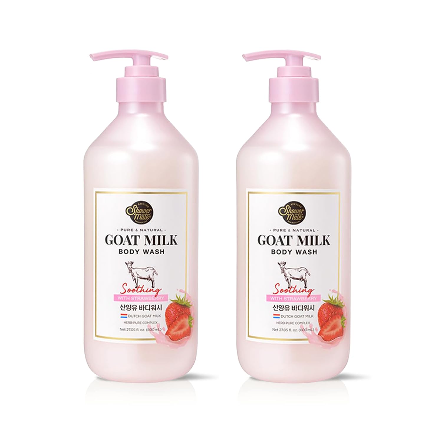 SHOWERMATE Goat Milk Body Wash – Strawberry, 27 fl oz (Pack of 2)