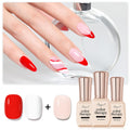 SHOYUM Gel x Nail Polish Kit — 3 x 15ml in Nude, White & Red for At-Home Manicure