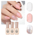 SHOYUM Gel x Nail Polish Kit – 3 Colors (15ml each): Sheer Pink, Milky White, Silvery Glitter