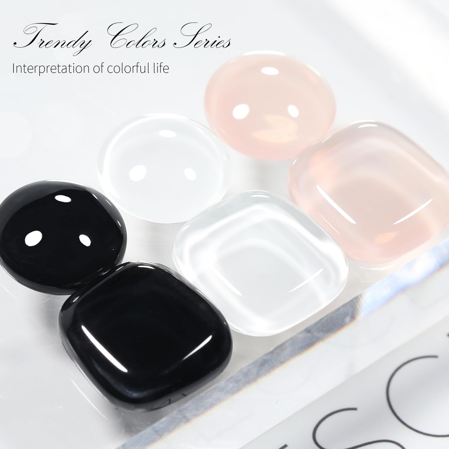SHOYUM 3Pcs 15ml Gel Nail Polish Kit – Jelly Nude, Black & White for DIY Manicure