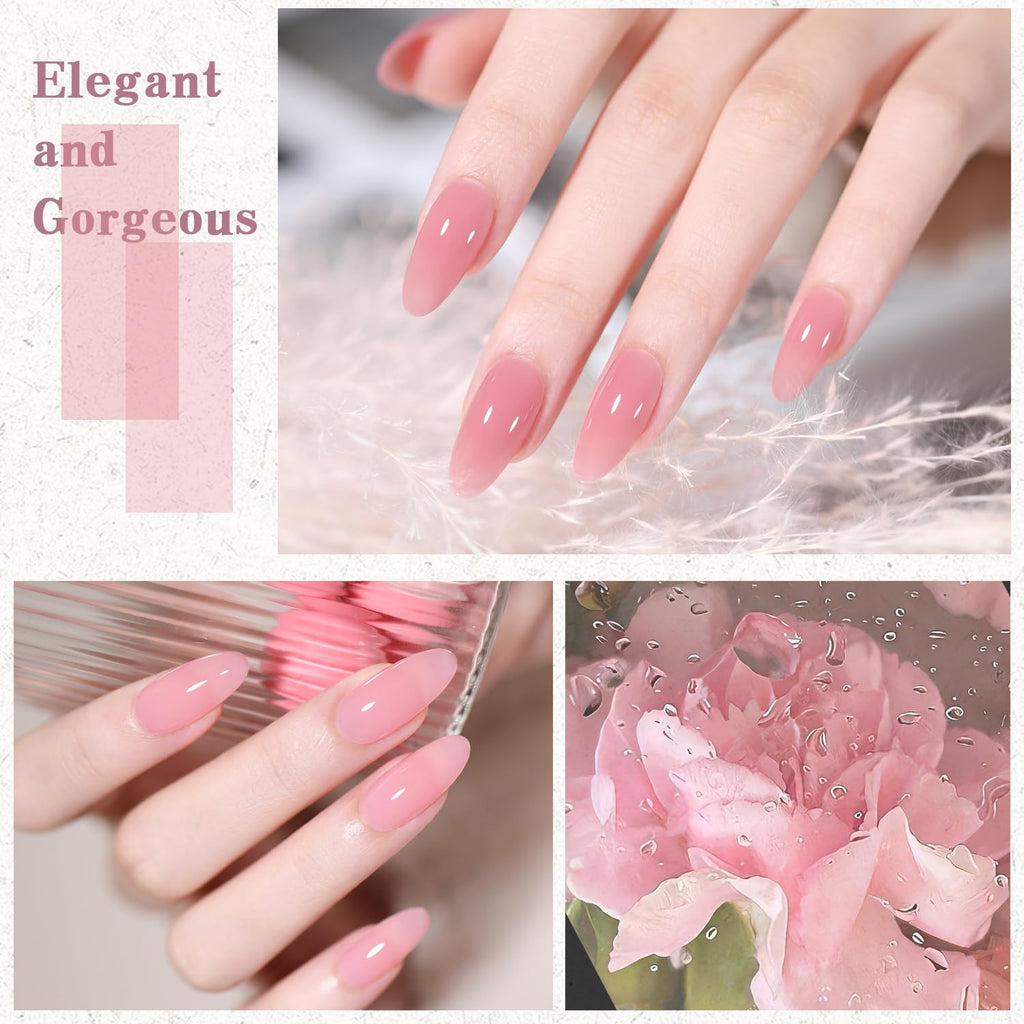 SHOYUM Jelly Nude Gel Nail Polish Set – 10×7ml Semi-Transparent Nude Shades