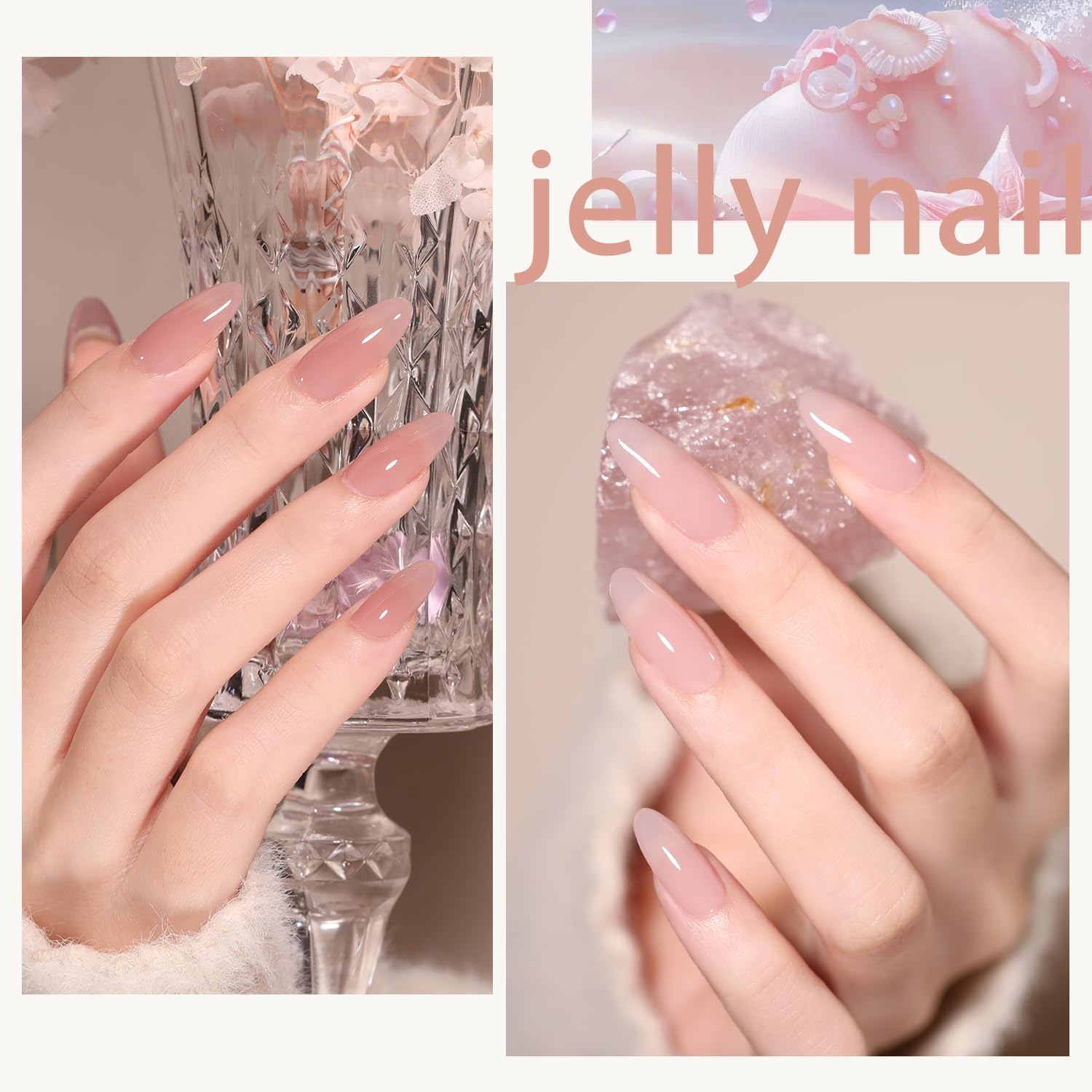 SHOYUM Jelly Pink Gel Nail Polish Set – 10 Nude Pink Colors for DIY Manicure | UV Gel Polish Kit