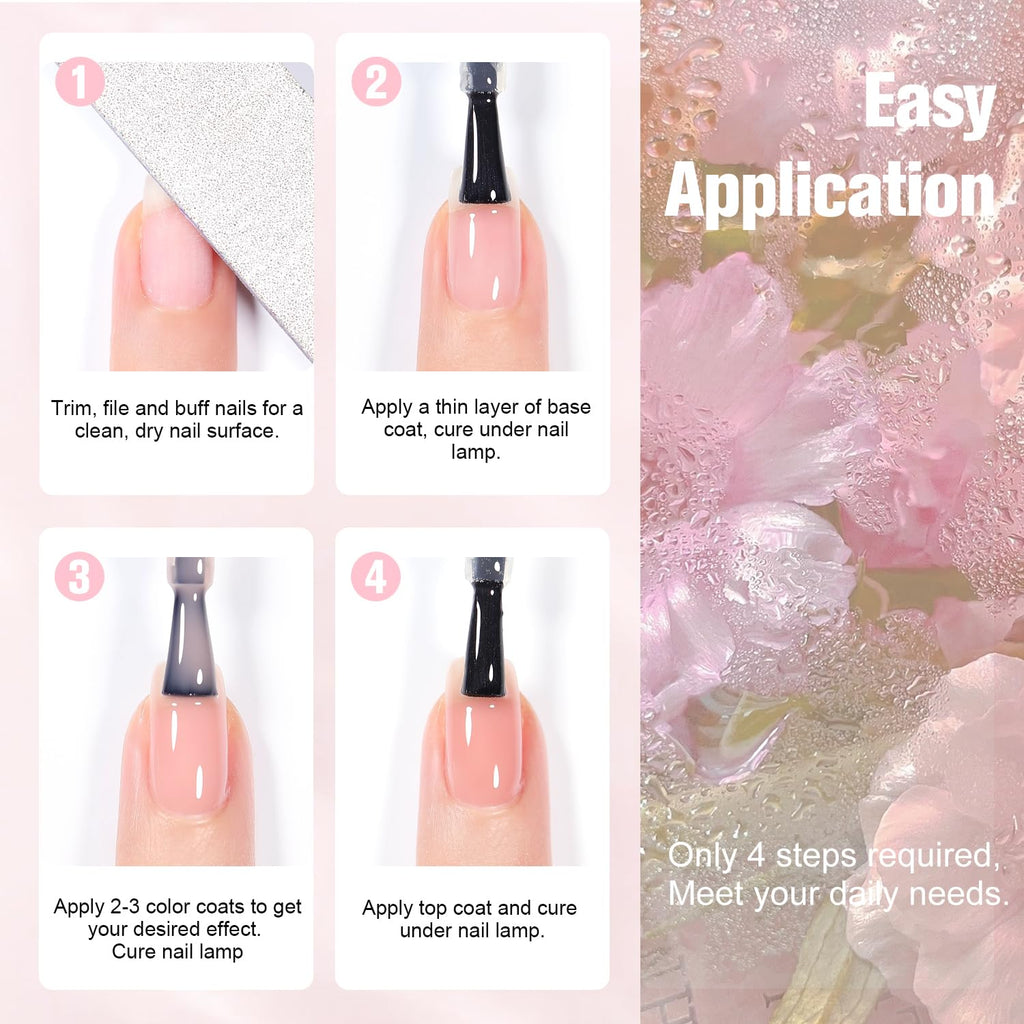 SHOYUM Jelly Pink Gel Nail Polish Set – 10 Nude Pink Colors for DIY Manicure | UV Gel Polish Kit