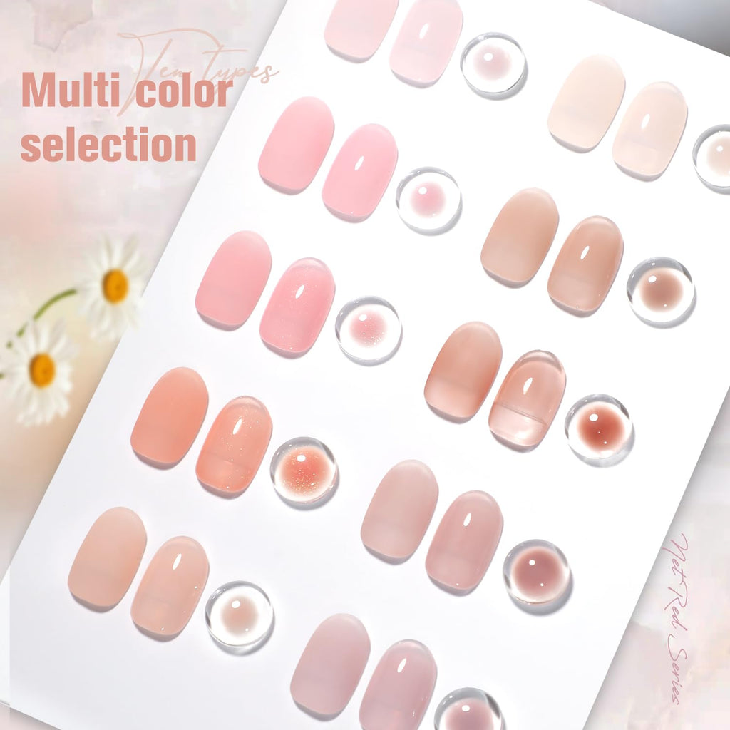 SHOYUM Jelly Pink Gel Nail Polish Set – 10 Nude Pink Colors for DIY Manicure | UV Gel Polish Kit