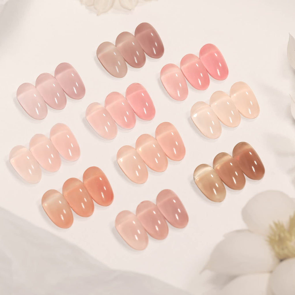SHOYUM Jelly Pink Gel Nail Polish Set – 10 Nude Pink Colors for DIY Manicure | UV Gel Polish Kit