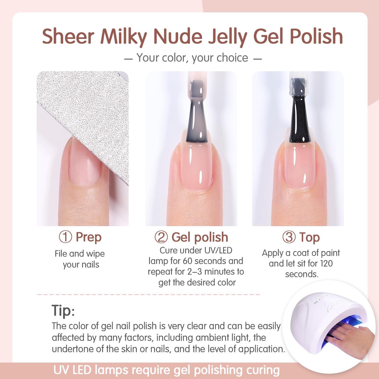 SHOYUM Jelly Gel Nail Polish Set – 6 Neutral Sheer Shades for DIY Manicure (Milky White, Nude, Pink) | UV Gel Polish Kit 2024
