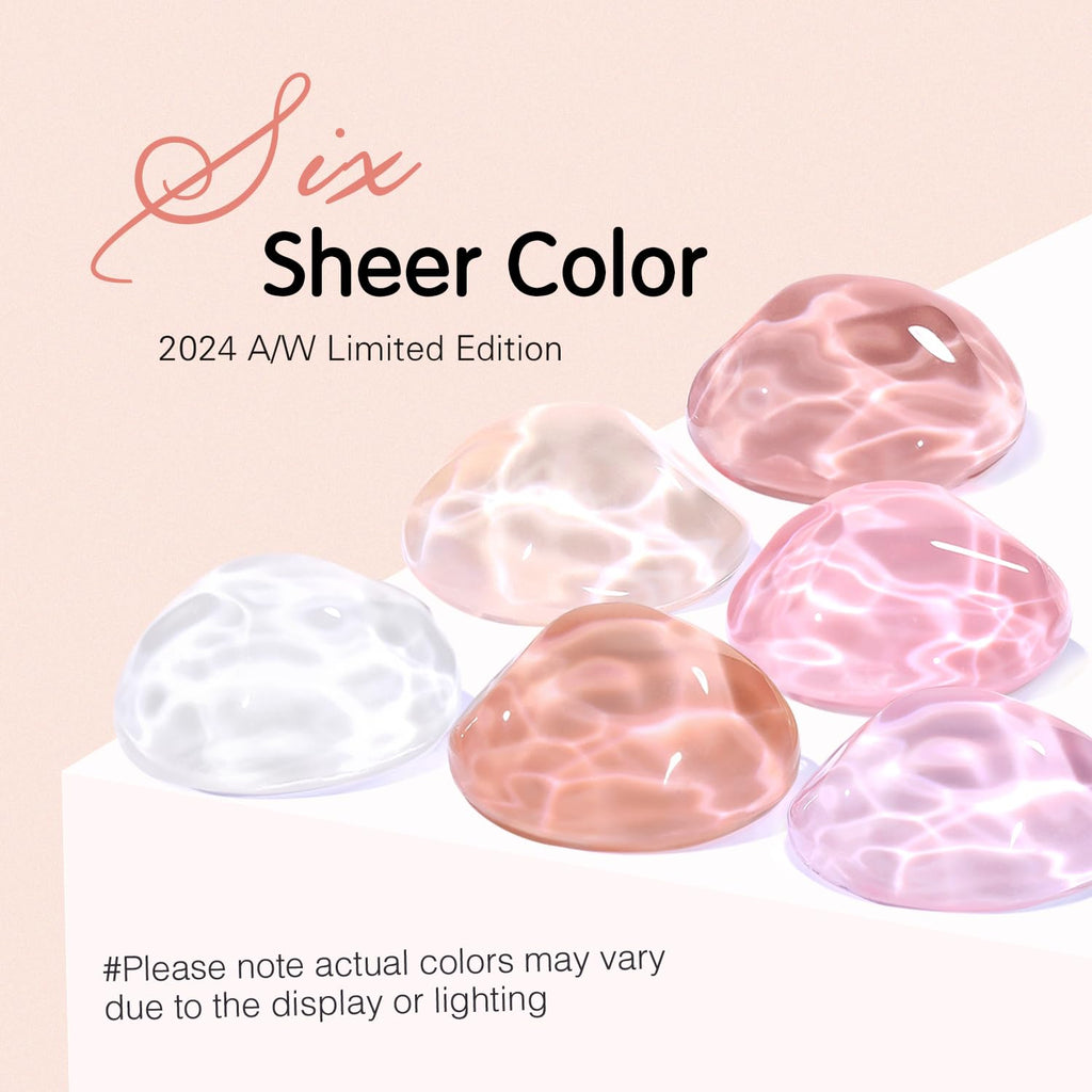 SHOYUM Nude Pink Jelly Gel Nail Polish Set – 6 Sheer Milky Colors