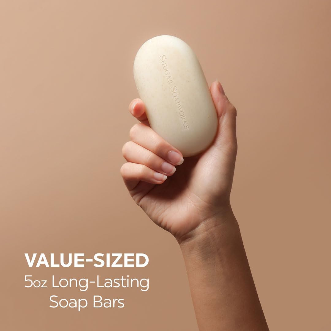 Shugar Soapworks Oatmeal & Eucalyptus Beauty Bar – 8-Pack, 5 oz Each | Plant-Based, Gentle Cleanser