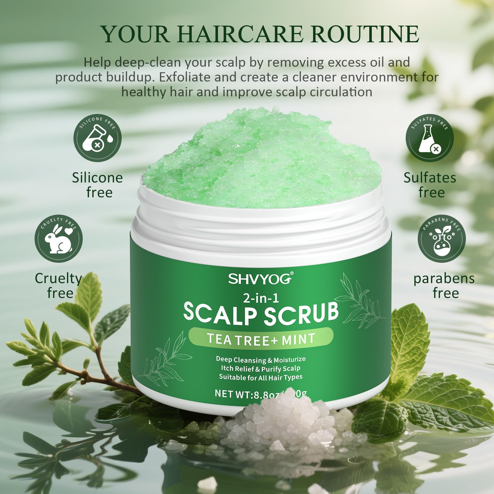 SHVYOG Scalp Scrub – Tea Tree & Coconut Oil Exfoliator for Itchy Scalp & Flakes