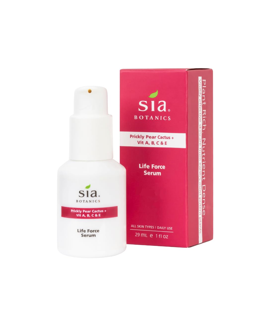 Sia Botanics Life Force Face Serum – Prickly Pear, Aloe Vera, Orange Blossom | 30ml Porcelain Bottle