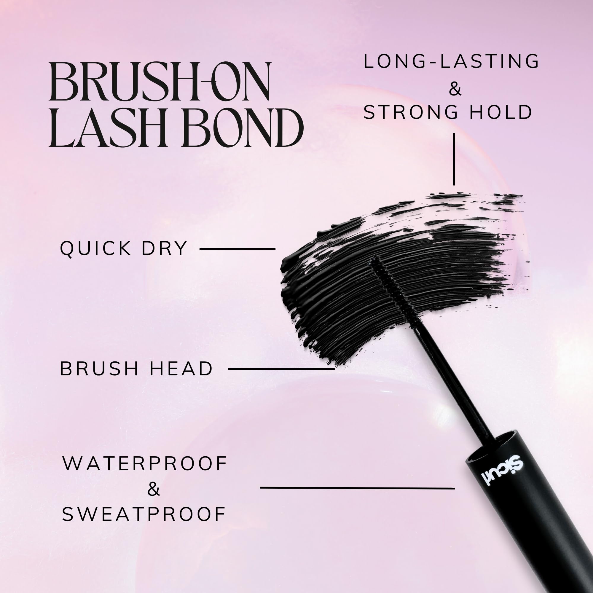 Sicurl Lash Bond | 72H Waterproof Cluster Lash Glue | Quick Dry Formula, Sensitive Eyes Safe, Cruelty Free – 0.17 oz