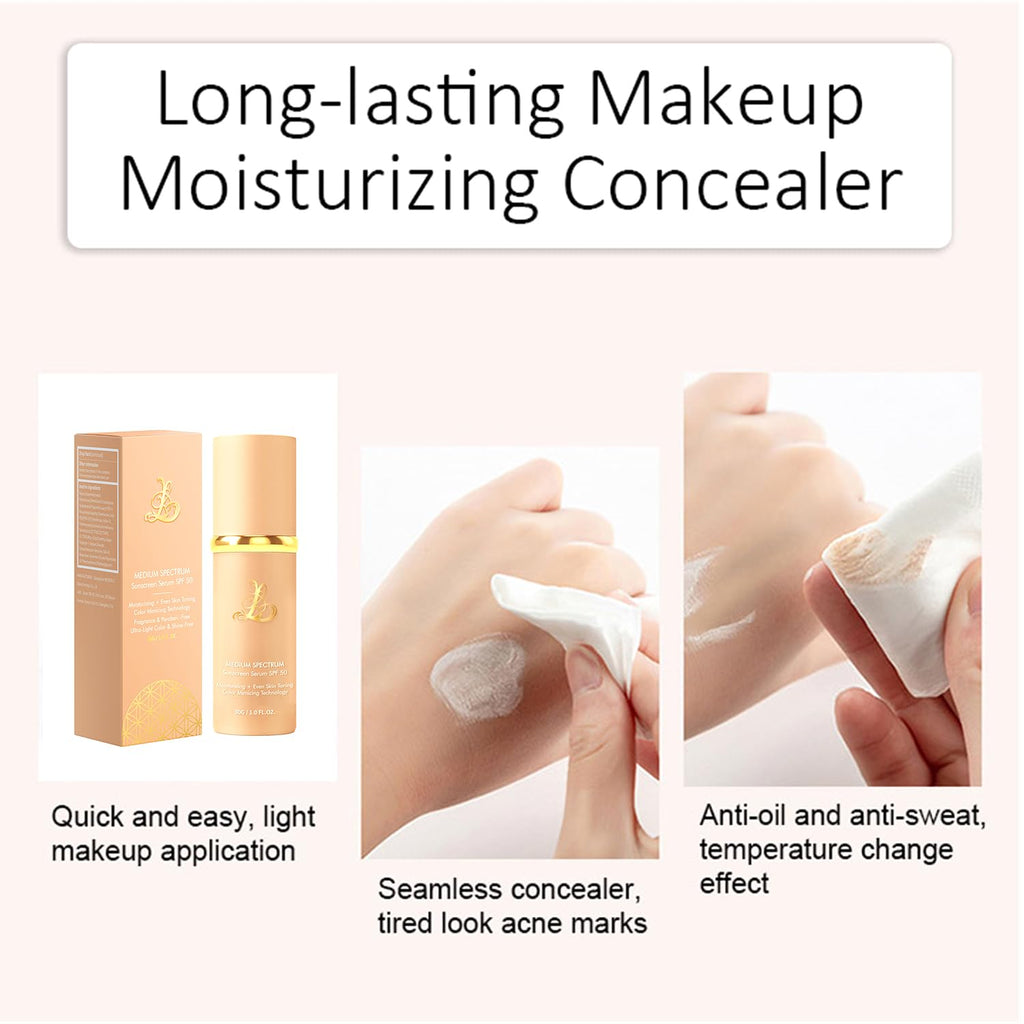 Sigoyi Foundation 4-in-1 SPF50+ Color-Changing Foundation | Medium Shade, Full Coverage Concealer, Hydrating & Waterproof