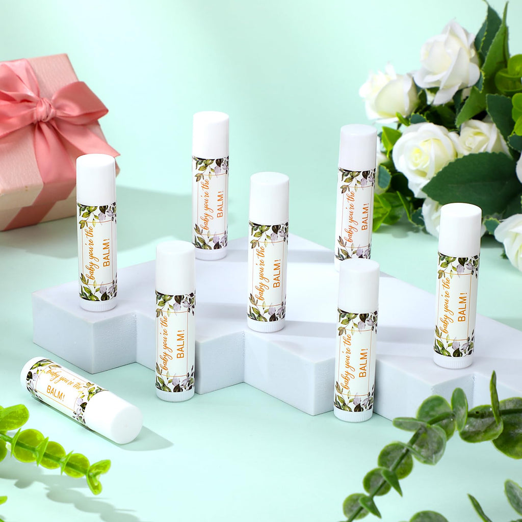Siifert 50 Pack Greenery Baby Shower Lip Balm Favors – Bulk Lip Balm Gifts for Guests