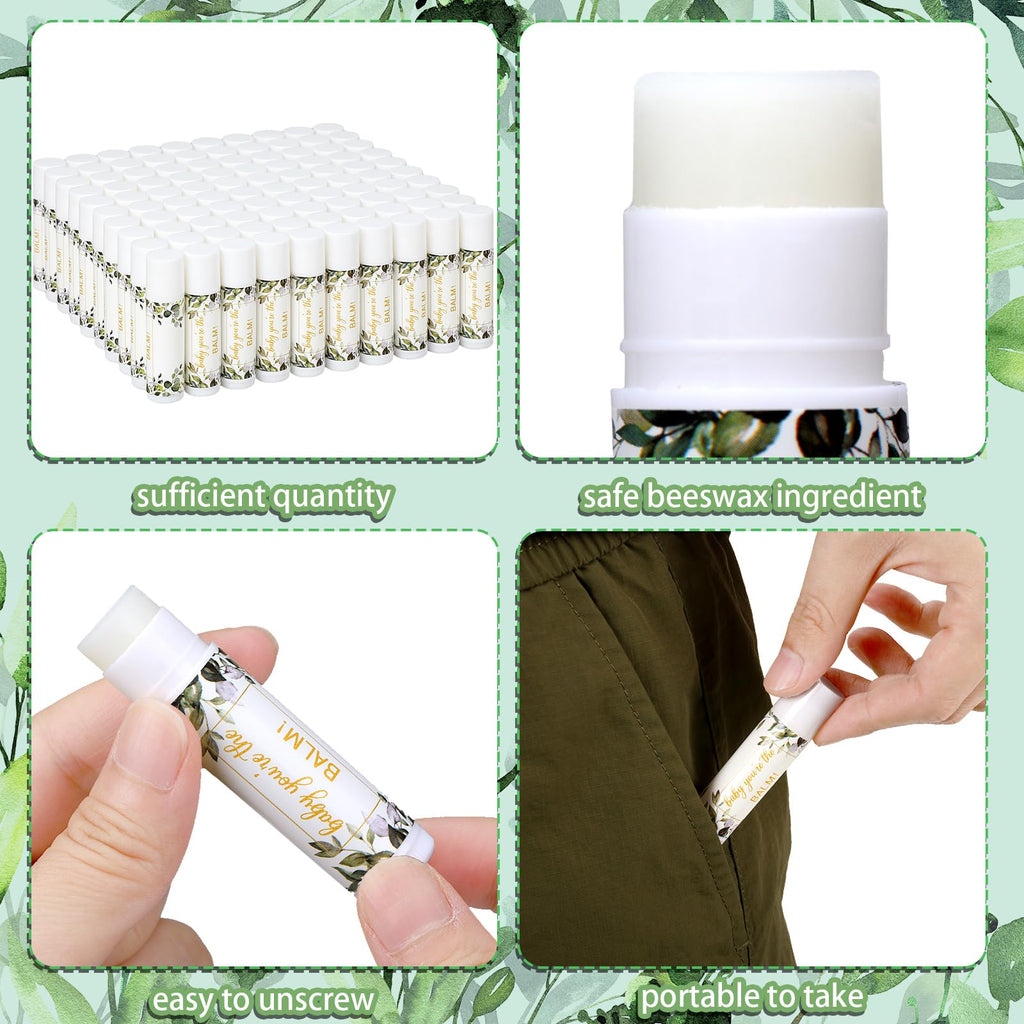 Siifert 50 Pack Greenery Baby Shower Lip Balm Favors – Bulk Lip Balm Gifts for Guests