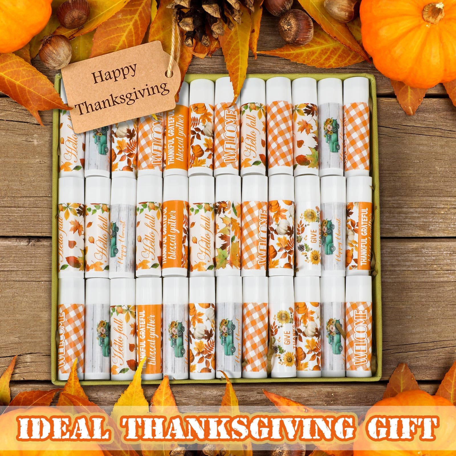 Siifert 50 Pcs Lip Balms Bulk Favors – Honey Flavor for Thanksgiving & Christmas