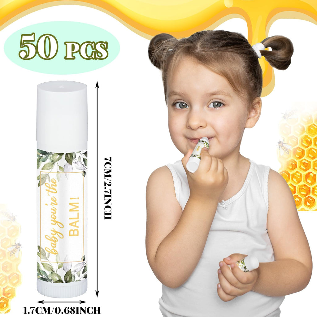 Siifert 50 Pack Greenery Baby Shower Lip Balm Favors – Bulk Lip Balm Gifts for Guests
