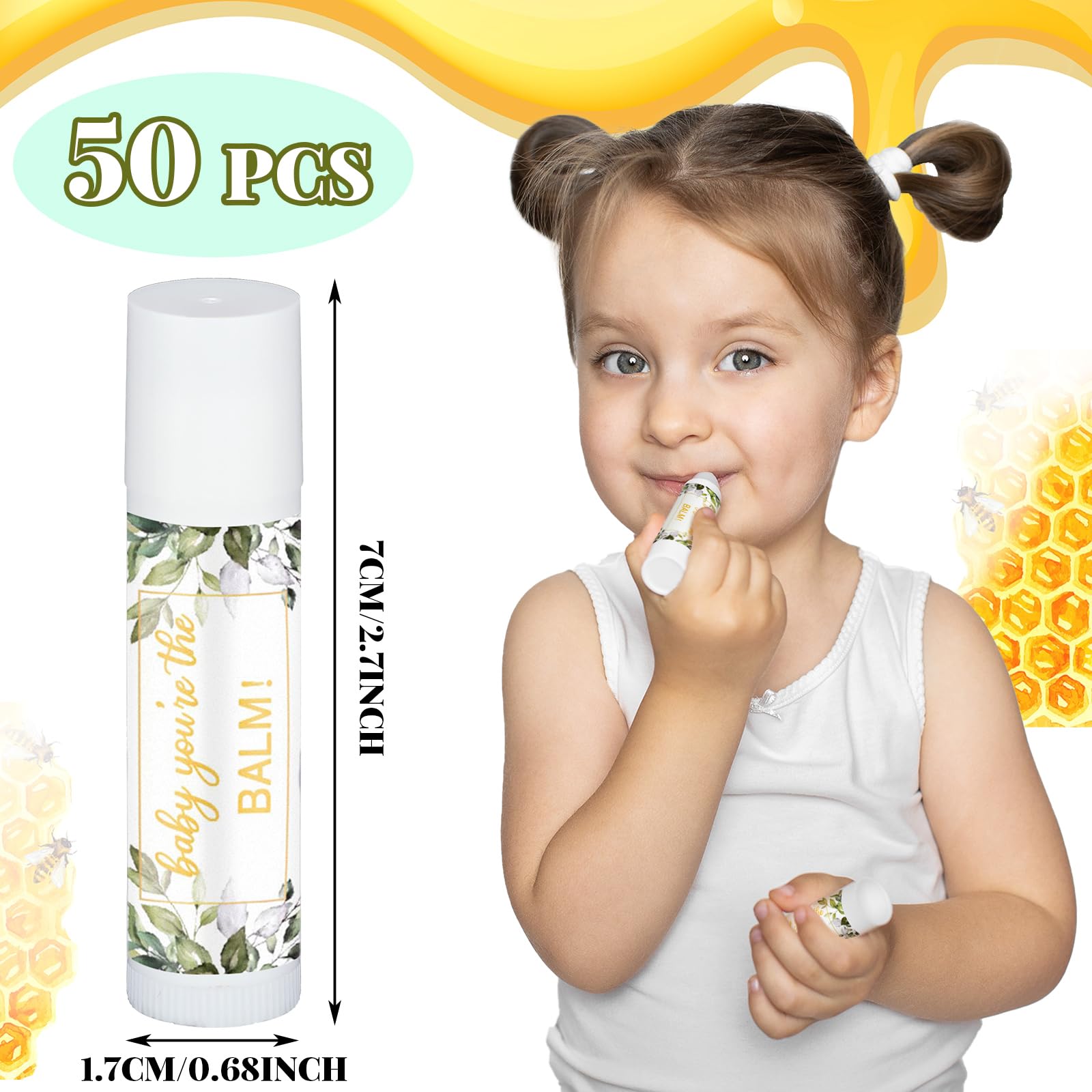 Siifert 50 Pack Greenery Baby Shower Lip Balm Favors – Bulk Lip Balm Gifts for Guests