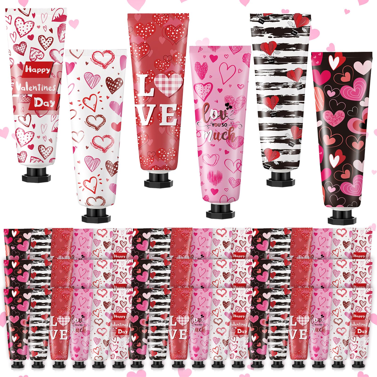 Siifert 72-Piece Valentine Hand Cream Gift Set – 30 ml Travel-Size Moisturizing Hand Lotions in Bulk