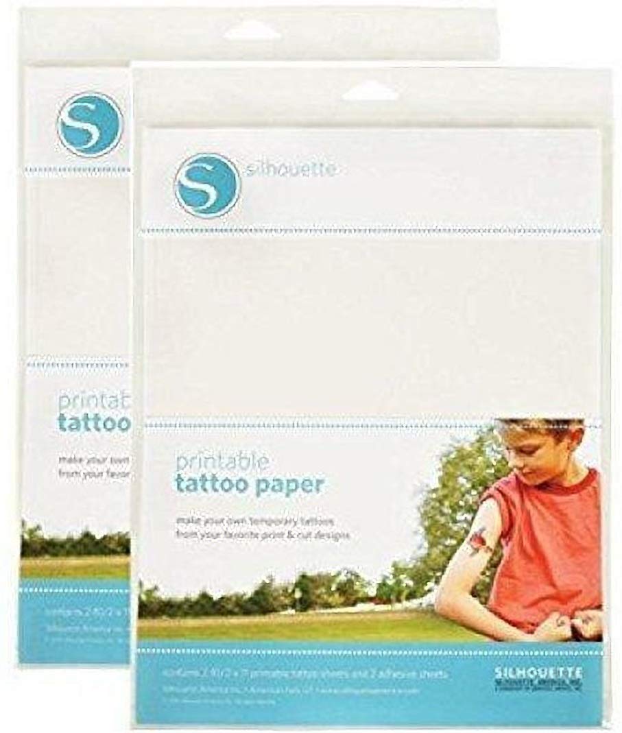 Silhouette America Temporary Tattoo Paper — Inkjet Printable, Print & Cut, 2 Pack, White