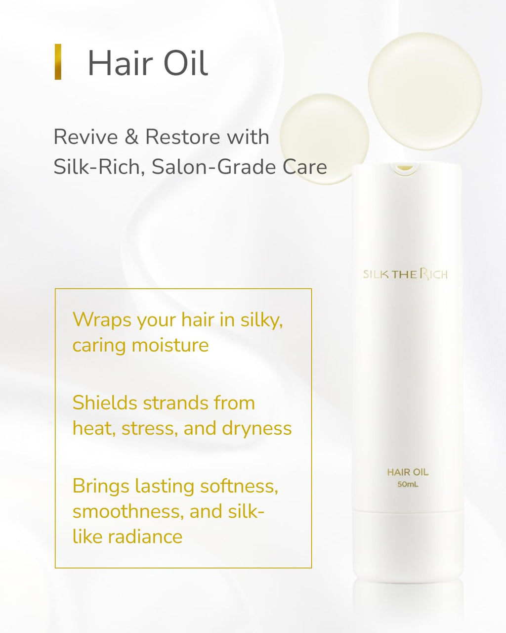 SILK THE RICH Hair Oil – Heat Protectant & Split End Repair with Argan Oil (Travel Size 50ml)