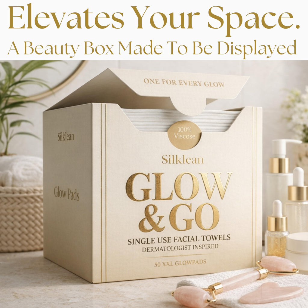 Silklean Glow and Go XL Disposable Face Towel – 100 Count (2 Pack), Biodegradable & Fragrance-Free