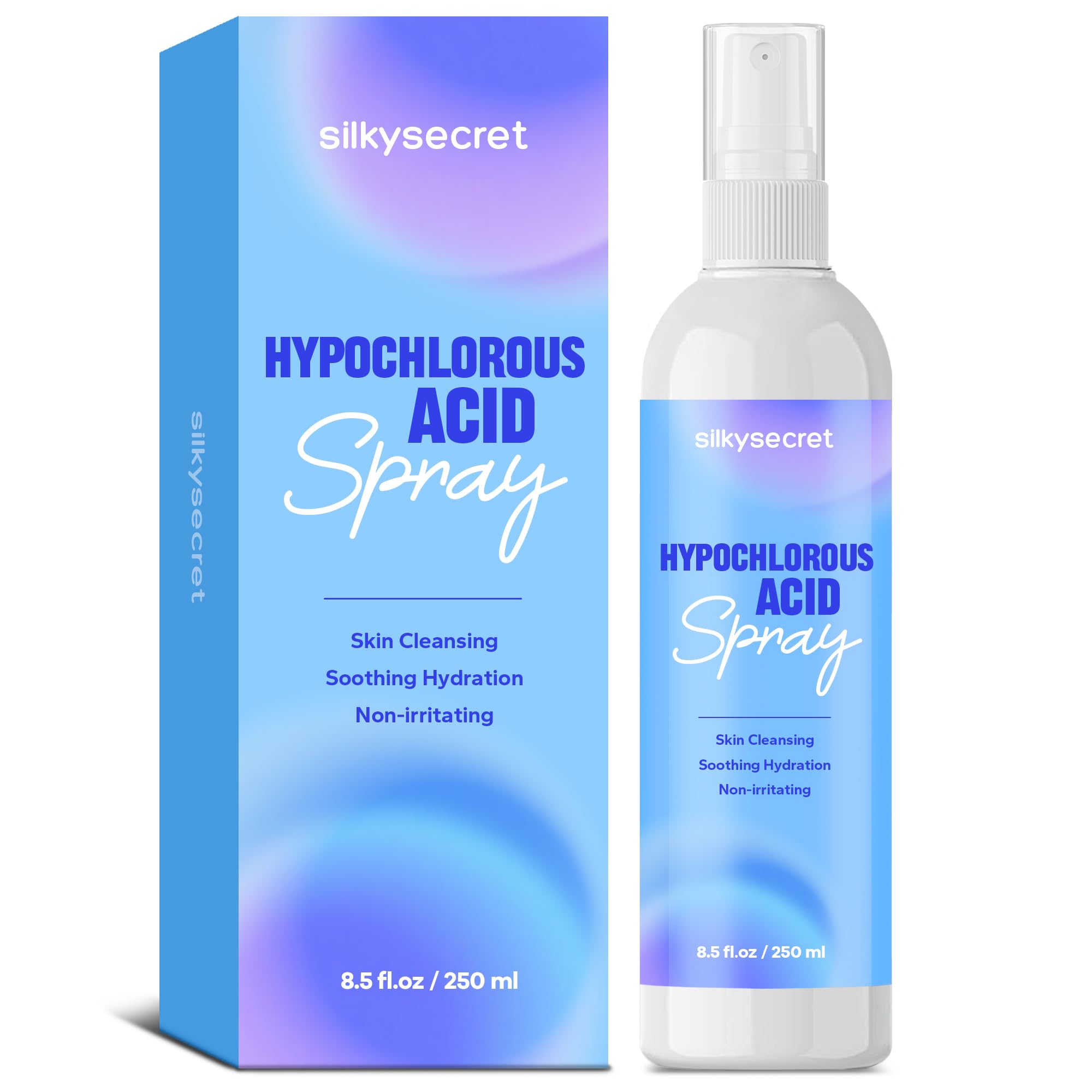 SilkySecret Hypochlorous Acid Spray 8.45 oz – Gentle Skin Cleansing & Soothing for Face & Eyes