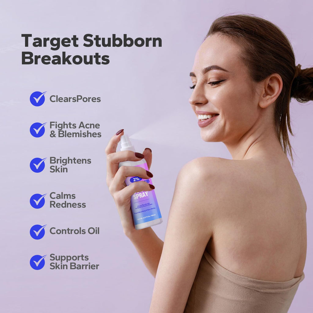 SilkyShark Salicylic Acid Spray — 2% Body Acne Treatment, 360° Mist