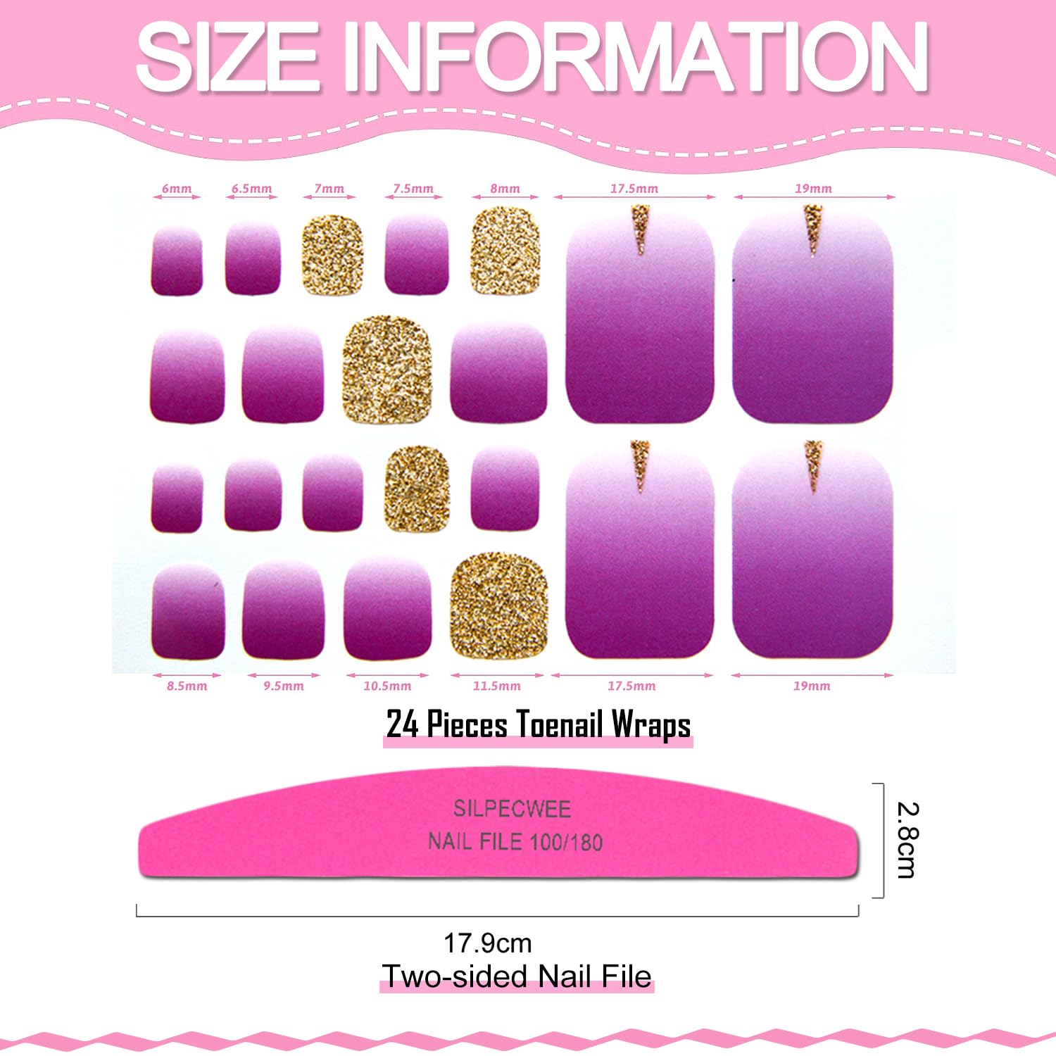 SILPECWEE 20 Sheets Toe Nail Polish Strips – Self-Adhesive Gel Nail Wraps for Women
