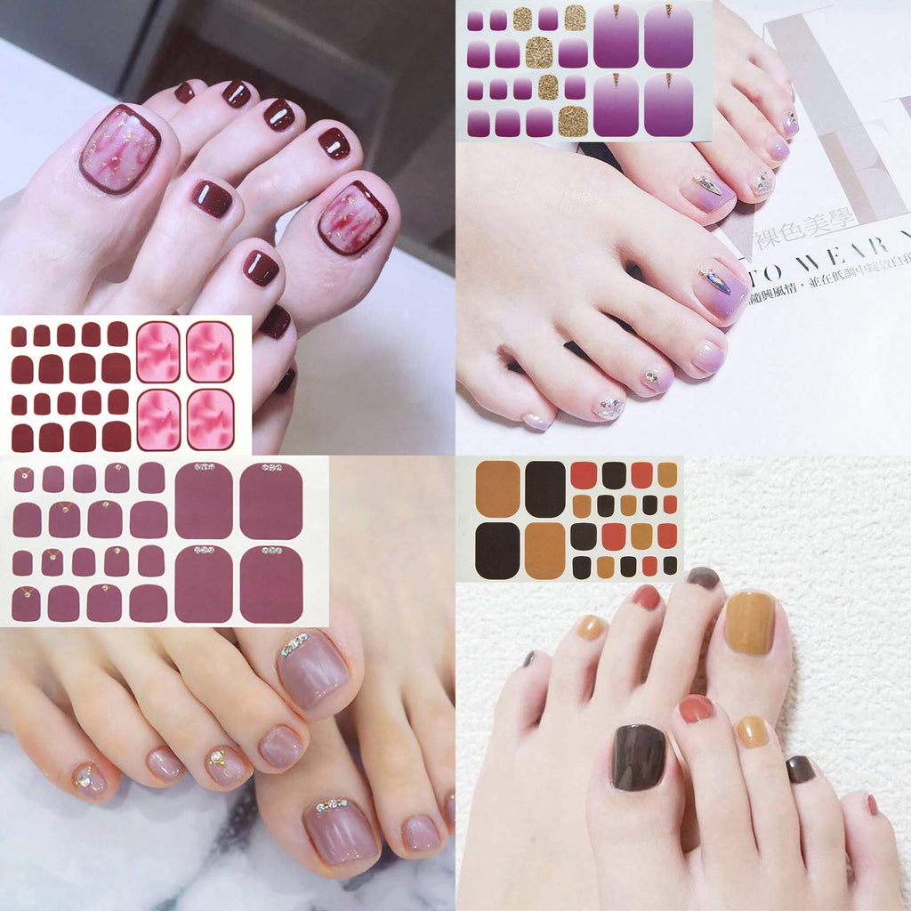 SILPECWEE 20 Sheets Toe Nail Polish Strips – Self-Adhesive Gel Nail Wraps for Women