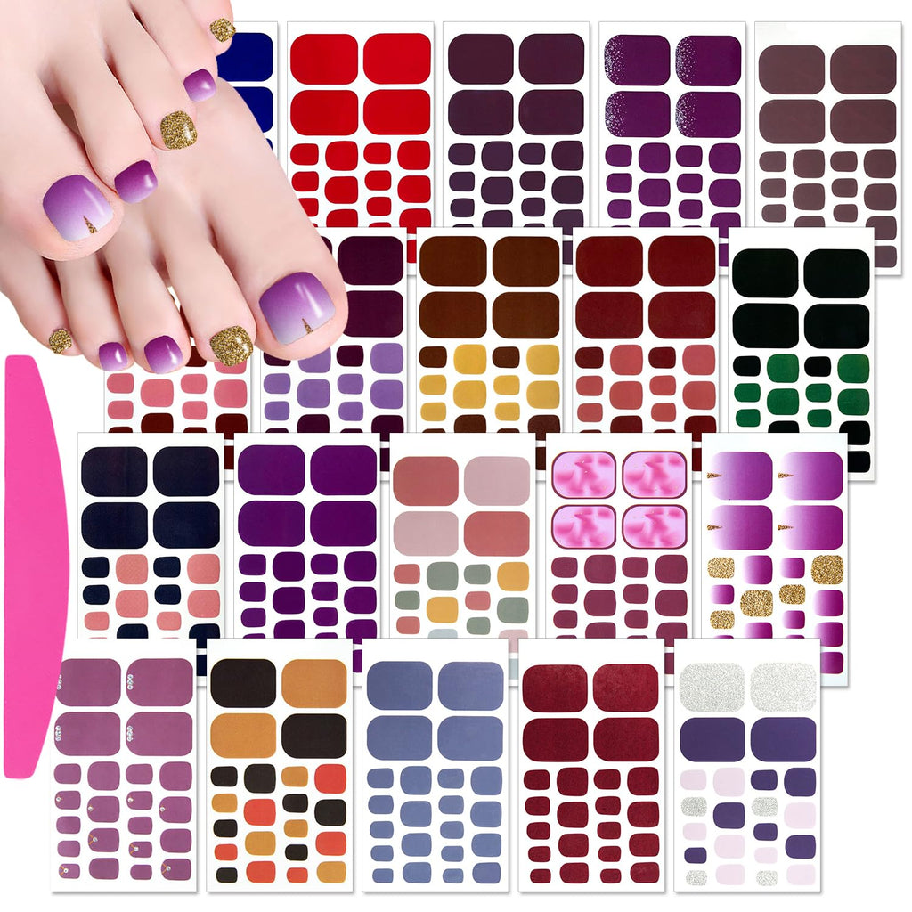 SILPECWEE 20 Sheets Toe Nail Polish Strips – Self-Adhesive Gel Nail Wraps for Women