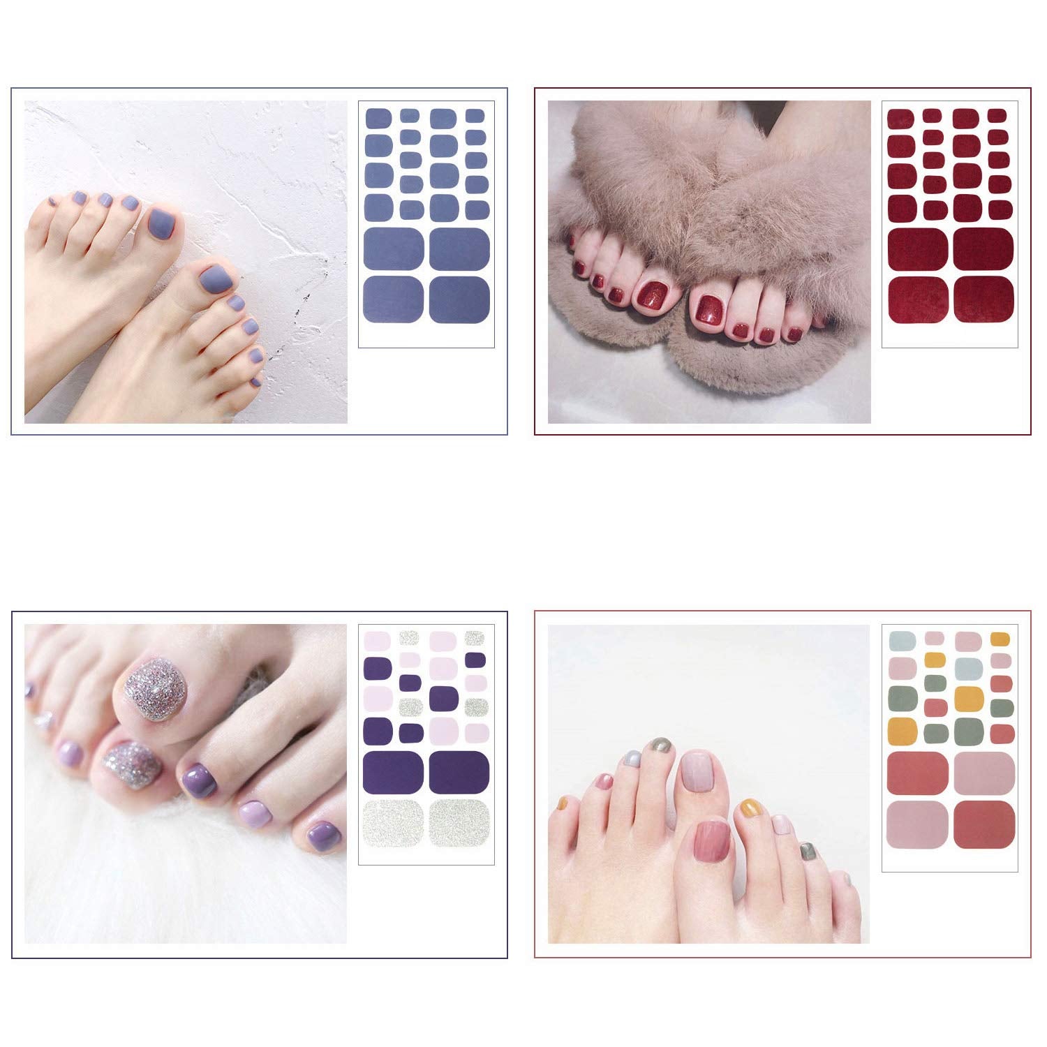 SILPECWEE 20 Sheets Toe Nail Polish Strips – Self-Adhesive Gel Nail Wraps for Women