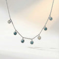 Silver Aqua Necklace with Barnacles and Rainbow Topaz