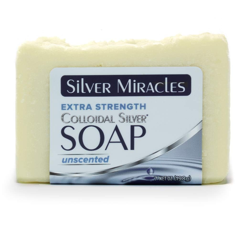 Silver Miracles Extra Strength Colloidal Silver Soap - Unscented Face & Body Cleanser (6.5 oz)
