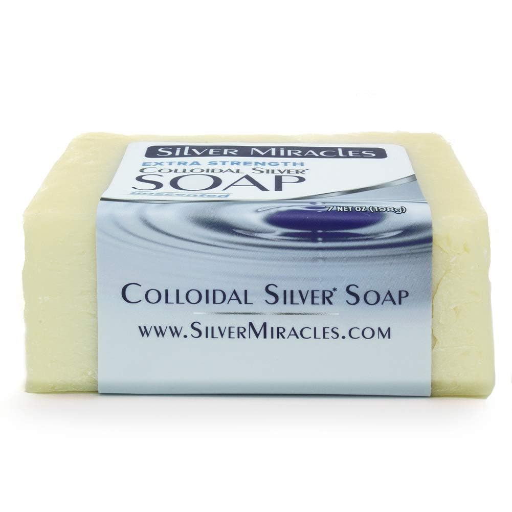 Silver Miracles Extra Strength Colloidal Silver Soap - Unscented Face & Body Cleanser (6.5 oz)