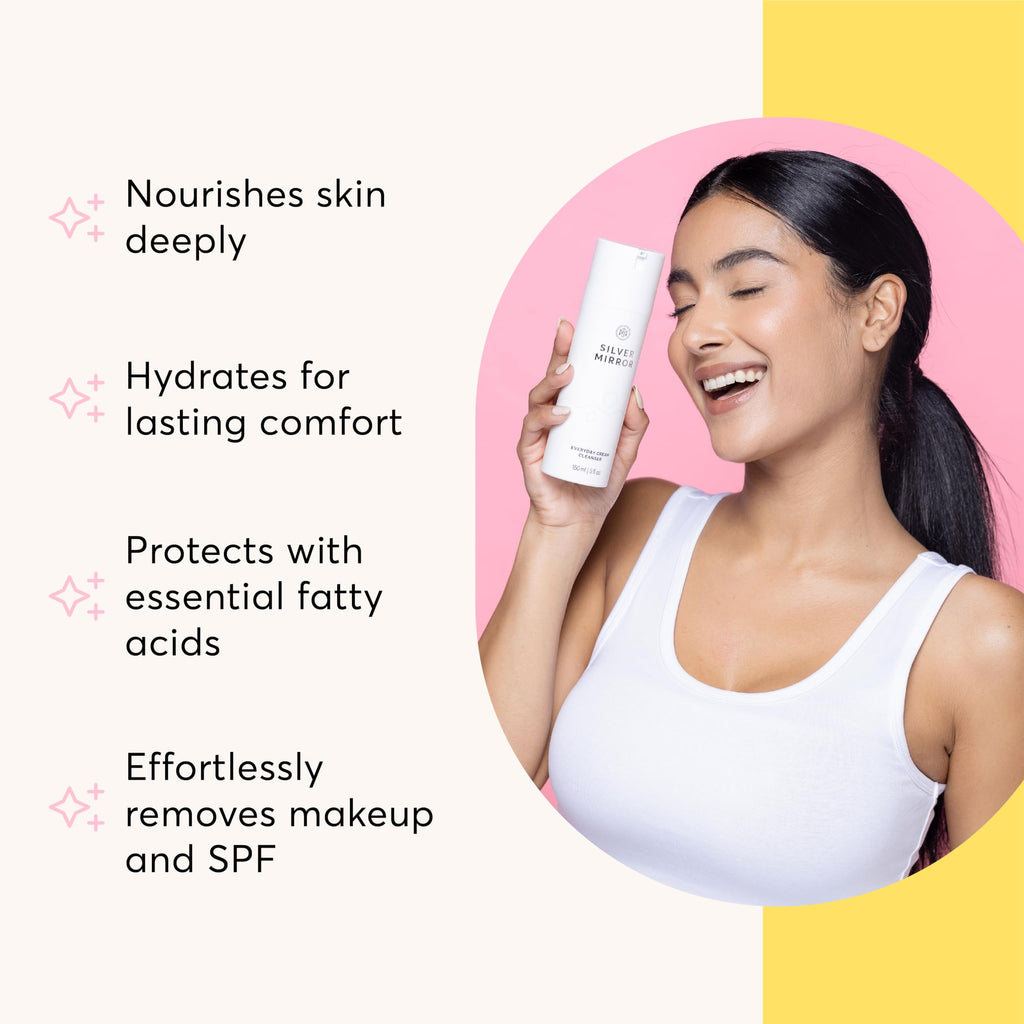 Silver Mirror Everyday Cream Cleanser (5 Fl Oz) – Gentle Hydrating Facial Cleanser for All Skin Types