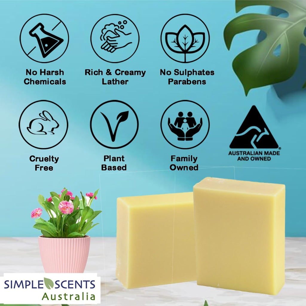 Simple Scents Australia Honeysuckle Soap Bars — French Triple Milled, Shea Butter, 5 x 3.5oz