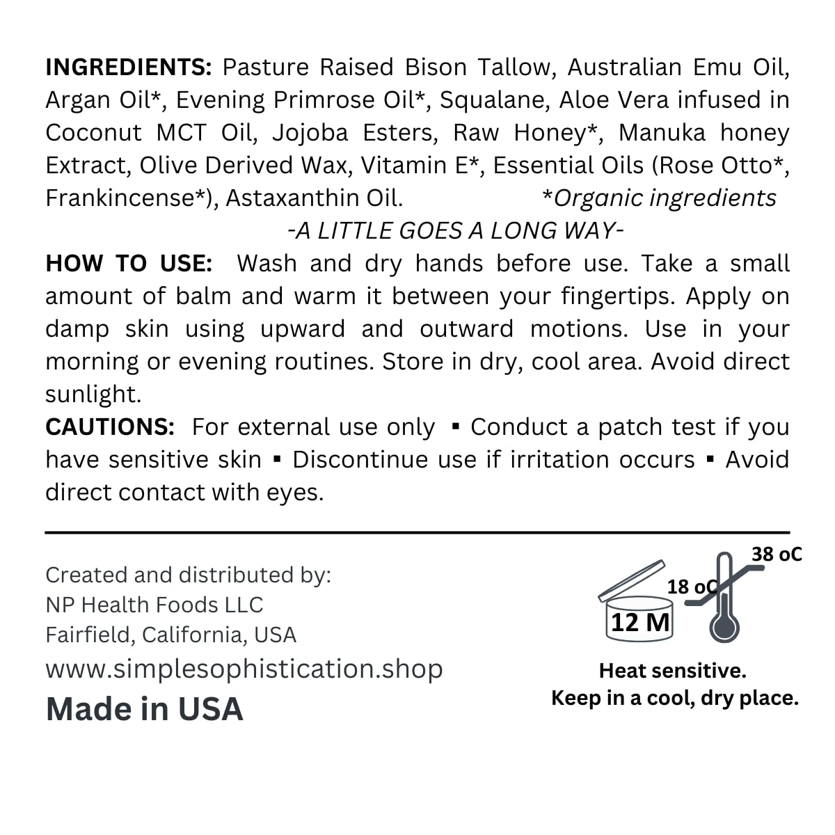 Simple Sophistication BISON EMU HONEY Balm – All-Natural Tallow Skincare (2 oz)