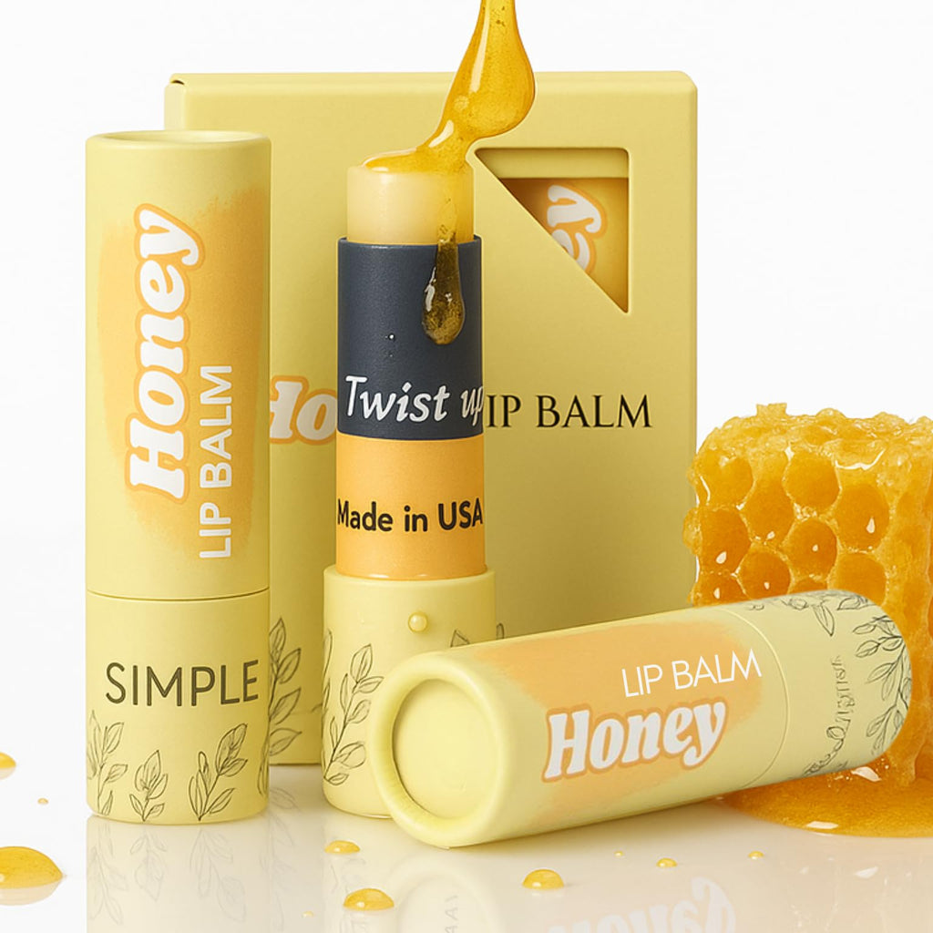 Natural Honey Lip Balm – 3 Pack by Simple Sophistication | Grassfed Tallow, Raw Honey & Argan Oil, Untinted