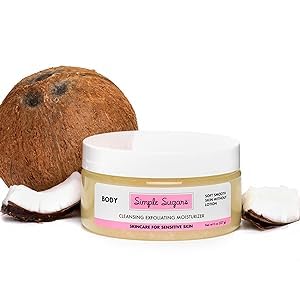 Simple Sugars Coconut Body Cleansing Exfoliating Moisturizer for Sensitive Skin