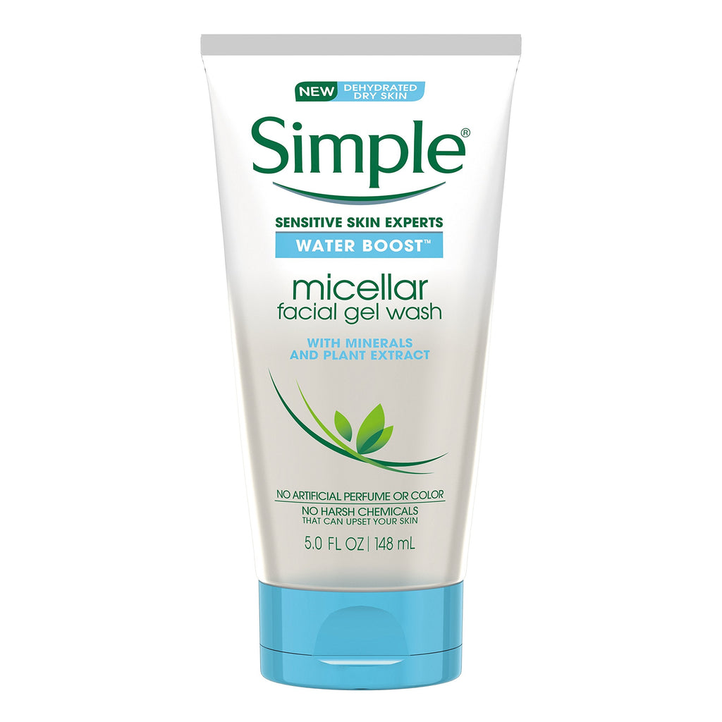 Simple Water Boost Micellar Facial Gel Wash for Sensitive Skin – 5 oz (Pack of 3)