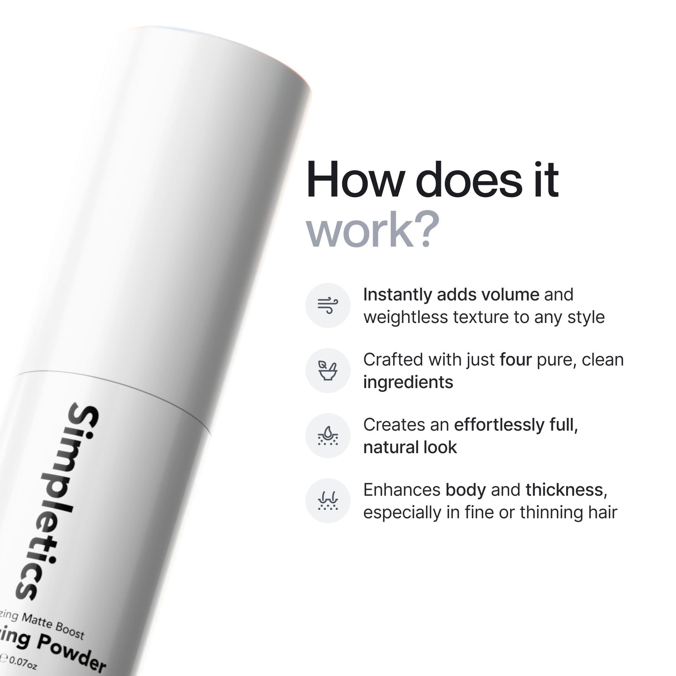 Simpletics Texturizing Powder – All-Natural 4-Ingredient Volume & Matte Finish