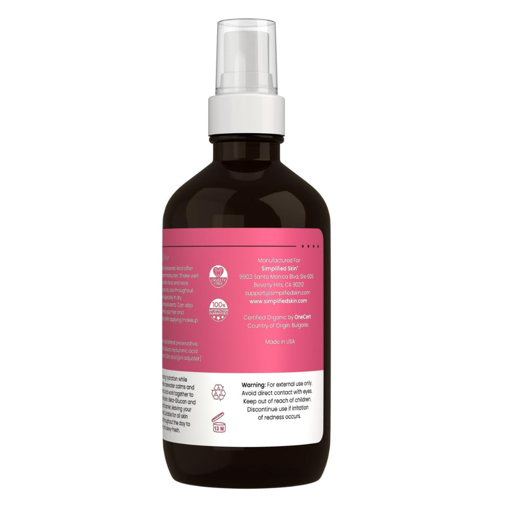 Simplified Skin Rosewater & Glycerin Spray – Hydrating Facial Mist (4 oz)